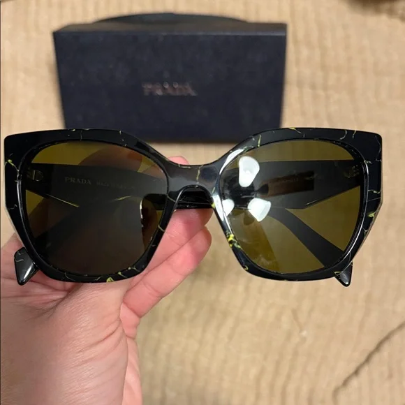 Prada Black and Green Sunglasses